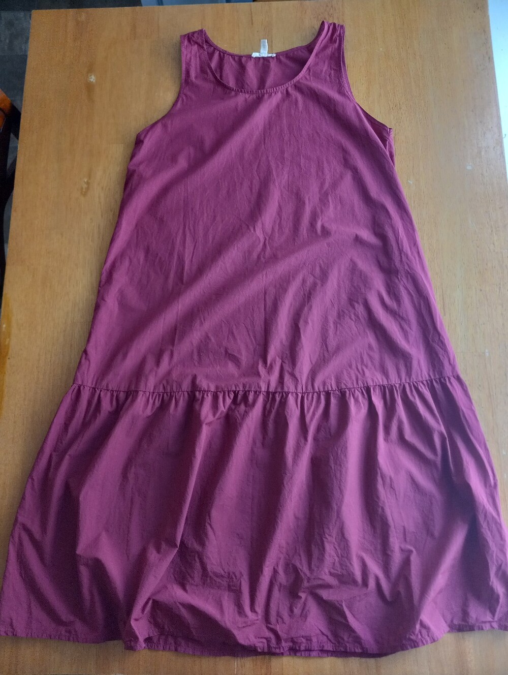 Eileen Fisher Organic Cotton Sleeveless Raspberry Women’s Tiered Dress XS